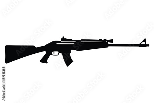 rifle silhouette line art vector illustration