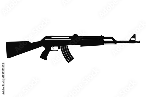 rifle silhouette line art vector illustration