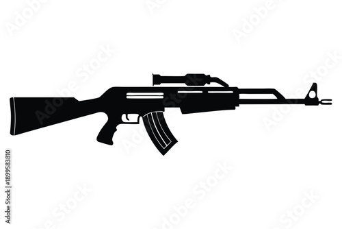 rifle silhouette line art vector illustration