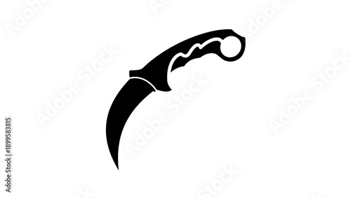 karambit knife symbol, black isolated silhouette