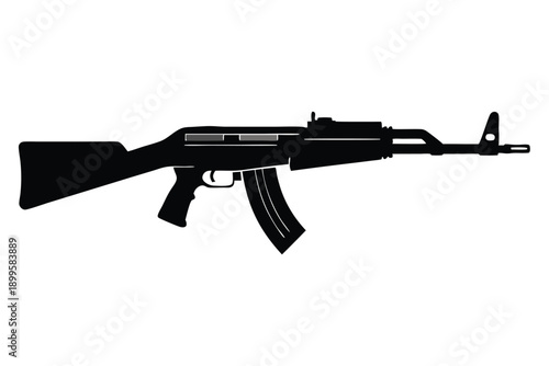 rifle silhouette line art vector illustration