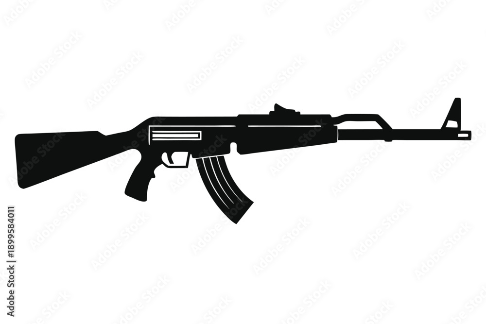 Fototapeta premium rifle silhouette line art vector illustration