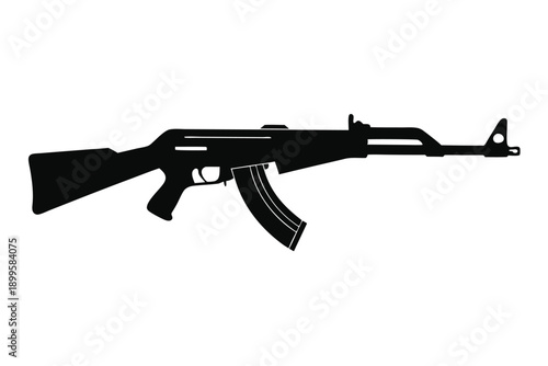rifle silhouette line art vector illustration