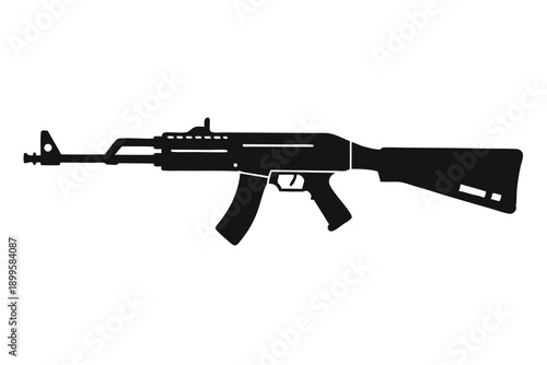 rifle silhouette line art vector illustration