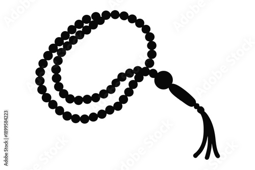 prayer beads tasbeeh silhouette line art vector illustration