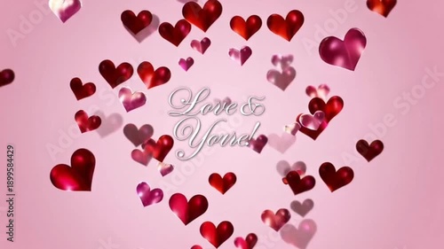 Valentines Day text with hearts on background
