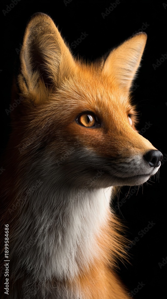 Fototapeta premium Studio portrait of red fox on black background