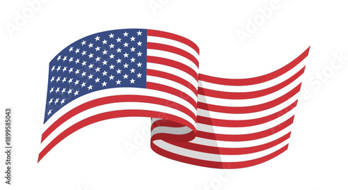 Waving USA flag illustration in vector format depicting national pride and freedom