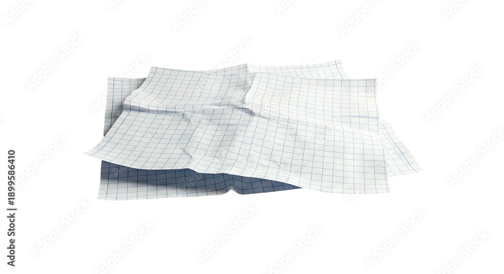 Fototapeta premium Crumpled Graph Paper Sheets