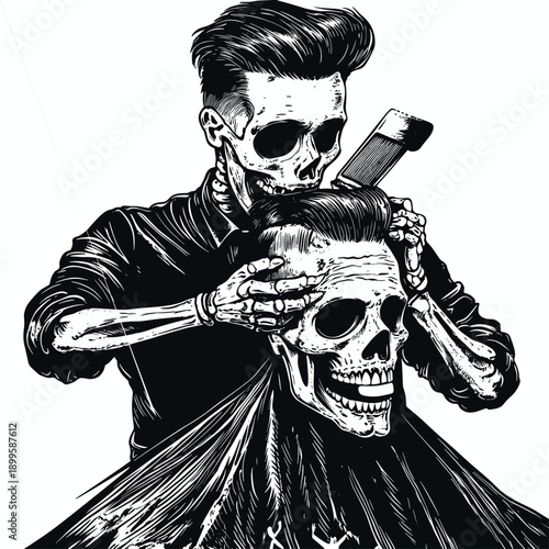 Vintage Barbering with Skeletons