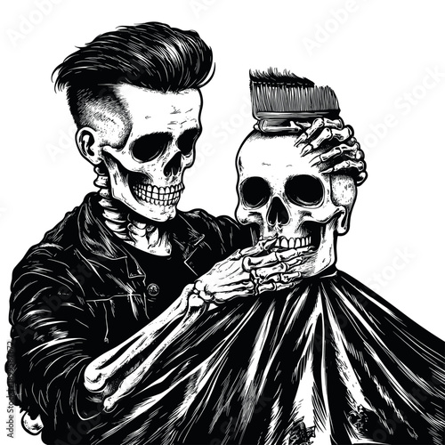 Vintage Barbering with Skeletons