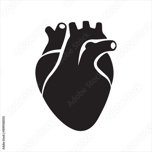  Human heart organ with aorta and arteries flat vector icon for medical health apps and websites