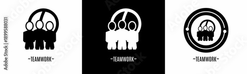 Teamwork logo set. Collection of black and white logos. Stock vector.