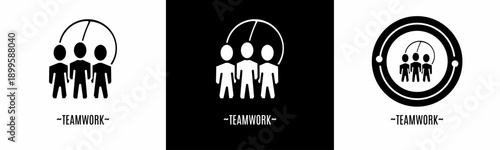 Teamwork logo set. Collection of black and white logos. Stock vector.