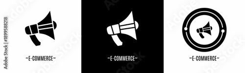 E-commerce logo set. Collection of black and white logos. Stock vector.