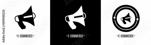 E-commerce logo set. Collection of black and white logos. Stock vector.