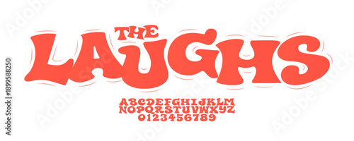 Laughs Font Logo Alphabet Bouncy Letter Set Modern Jumpy Typography, Creative Typographic Design for Joy Kid Title Text, Typo Poster Headline, Childish Toy Logotype, Groovy Fonts. Vector Typeface