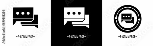 E-commerce logo set. Collection of black and white logos. Stock vector.
