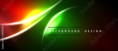 Abstract vibrant background. Smooth curves blend red, yellow, green hues. Dark areas create dramatic contrast, modern design element.