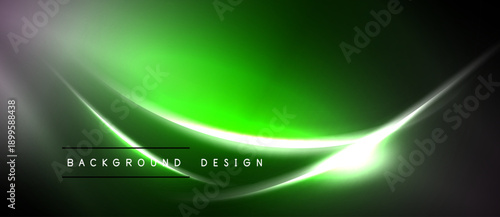 Abstract green background. Smooth curves create dynamic light effect. Dark borders frame vibrant central design. Modern, sleek presentation.