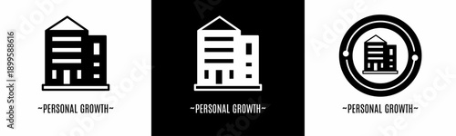 Personal growth logo set. Collection of black and white logos. Stock vector.