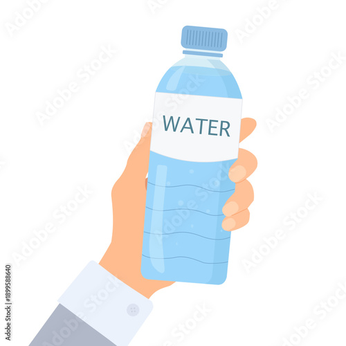 Hand holding a bottle of water. Healthy beverage, water balance