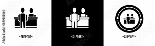 Support logo set. Collection of black and white logos. Stock vector.
