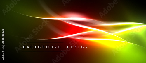 Abstract vibrant lines create dynamic energy. Colors blend, forming flowing shapes against dark backdrop. Modern design element.