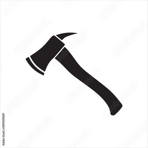 Black silhouette of a firefighter s axe