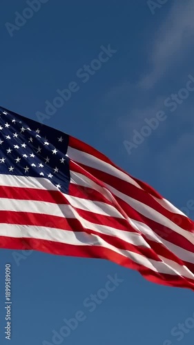 American flag on blue sky video