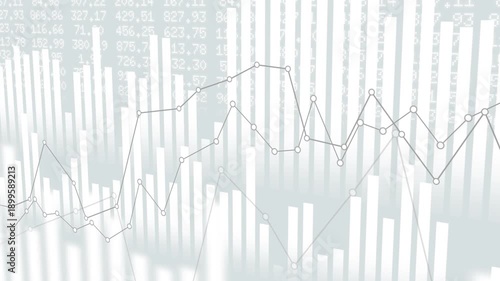Financial chart with uptrend line graph and candlestick on black and white color background tone