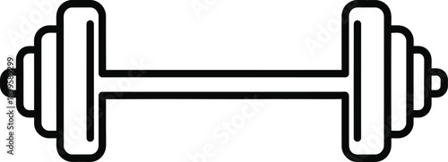 Simple black and white outline icon representing a classic adjustable barbell weight used for strength training exercises in a gym setting