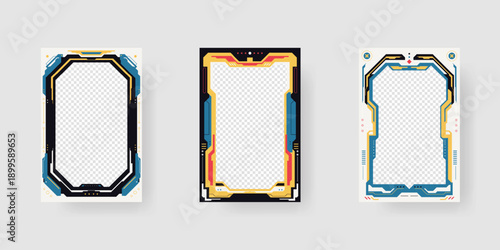 Collection of player frames template. Game card frame template design.