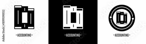 Accounting logo set. Collection of black and white logos. Stock vector.