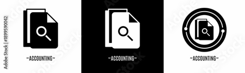 Accounting logo set. Collection of black and white logos. Stock vector.