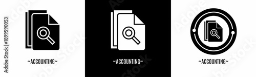 Accounting logo set. Collection of black and white logos. Stock vector.