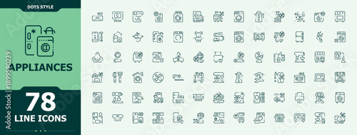 Appliances icon collection. Appliance outline icons in linear style. Minimal linear icons. Kitchen icon set. Editable vector stroke.