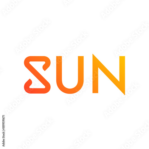 Modern SUN wordmark logo with warm gradient tones symbolizing energy, light, and positivity. Ideal for solar power, renewable energy, technology startups, and modern brand identities.