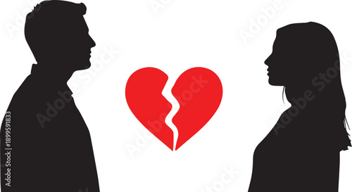 silhouette of couple and breakup
