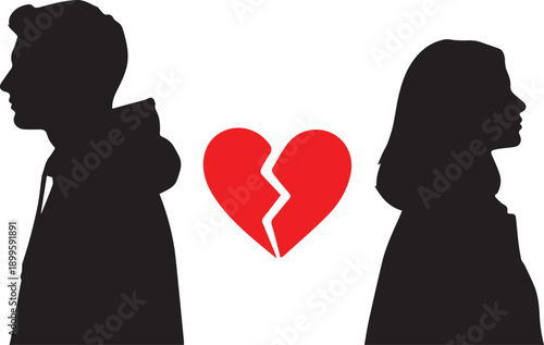 silhouette of couple and breakup