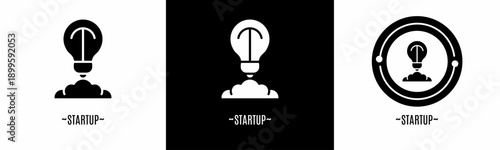Startup logo set. Collection of black and white logos. Stock vector.