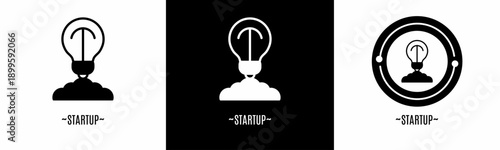 Startup logo set. Collection of black and white logos. Stock vector.
