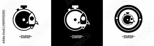 Startup logo set. Collection of black and white logos. Stock vector.