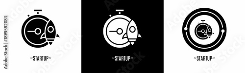 Startup logo set. Collection of black and white logos. Stock vector.