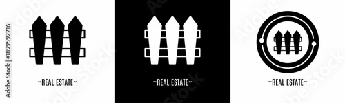 Real estate logo set. Collection of black and white logos. Stock vector.