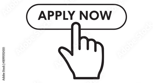 Apply now button with hand cursor, online application concept, call to action