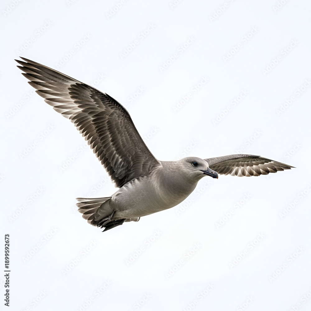 Obraz premium Skua seabird flying over rugged coastal waters