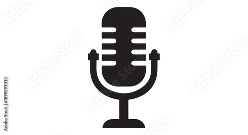 Black vintage microphone icon on Transparent Background for audio recording or music concept