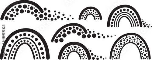 Black and white rainbow dots abstract art design elements