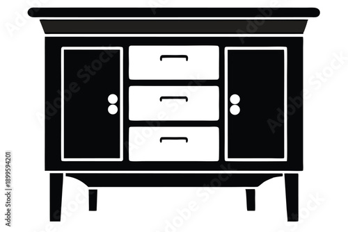 nightstand silhouette line art vector illustration